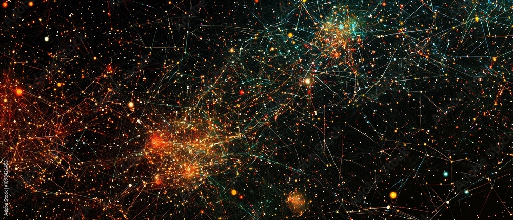 Poster creating dynamic abstract particle field backgrounds for enhanced visual storytelling in digital art