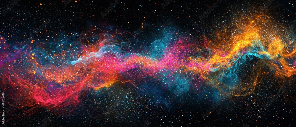 Aufkleber exploring abstract particle field background representing complex concepts in digital art virtual re