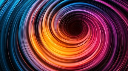 Obraz premium A vibrant swirl of colors creating a dynamic vortex effect, blending hues of blue, orange, and pink in a mesmerizing pattern.