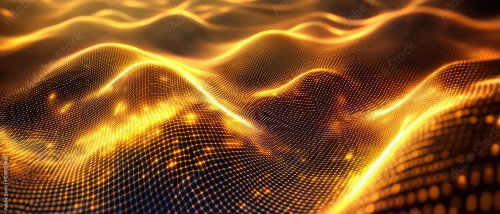 Poster elegant grid background with shifting golden pathways in digital art abstract environment captivatin