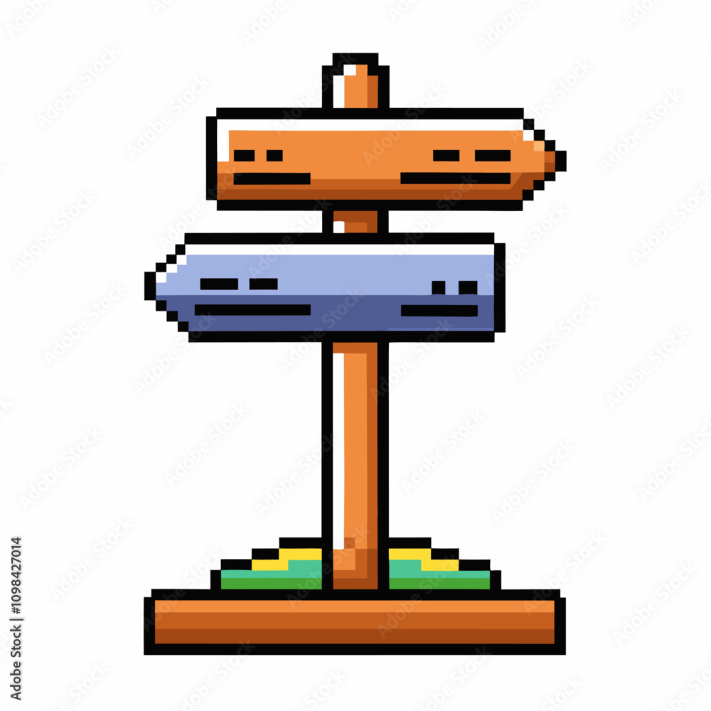 Aufkleber pixel art directional signpost retro style pointer indicating multiple directions