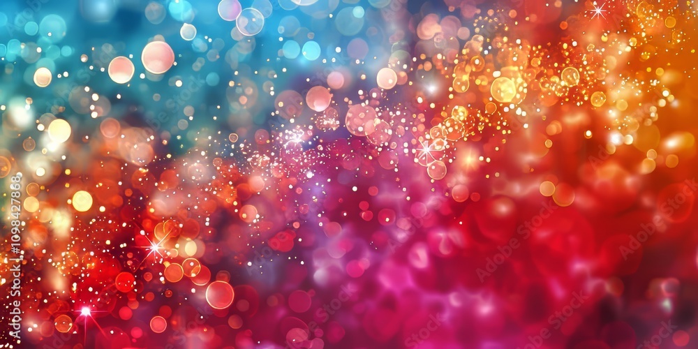 Poster a dynamic abstract bokeh background featuring colorful lights and sparkling effects, perfect for fes
