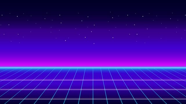 Retro 80s sci-fi futuristic style background. Vector retro futuristic synth wave illustration in 1980s posters style. Retro Nostalgic new wave vaporwave cyberpunk artwork with vibrant neon colors.