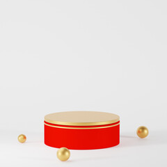 Red gold list podium mini stage for product presentations