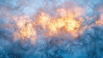 Abstract ice frost close-up glowing light