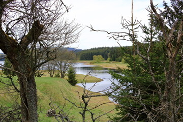 the landscape and Reservoir in front of the Flaje dam in the Czech Republic