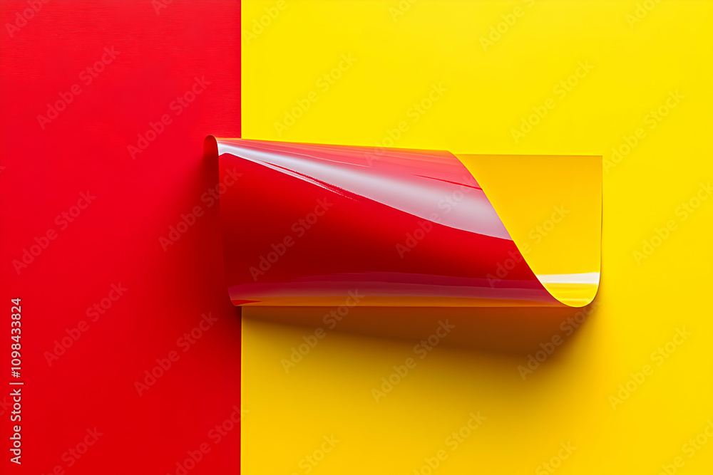 Poster abstract red and yellow paper curl background