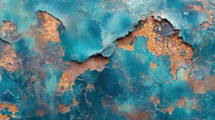 Rusted and Faded Turquoise Paint on a Surface