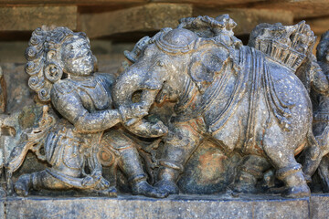 Image of stone temples and stone sculptures in India.