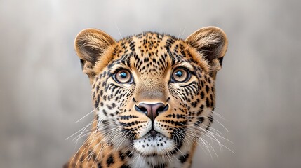 Obraz premium A stunning close up portrait of a majestic leopard, showcasing its piercing eyes, sleek coat, and powerful presence