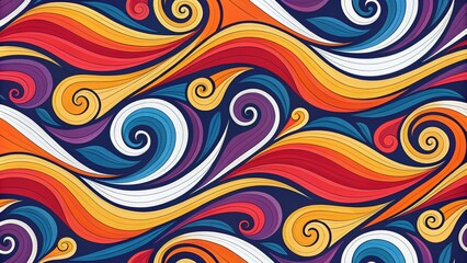 Fototapeta premium Vibrant Swirls Abstract Wave Composition in Warm and Cool Hues