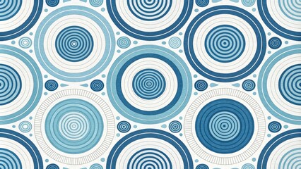 Naklejka premium Serene Blue Concentric Circles Abstract Geometric Pattern Design