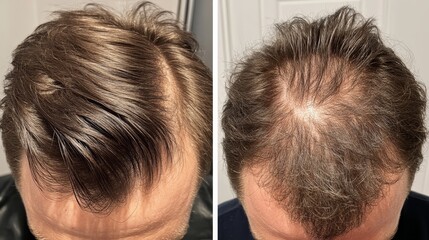 Baldness head before and after composition background 
