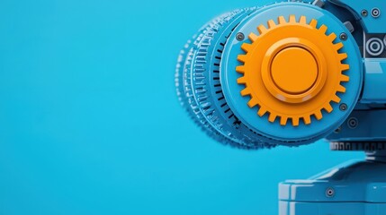 Advanced robotics design, precision gear and joint blueprint, 3D illustration