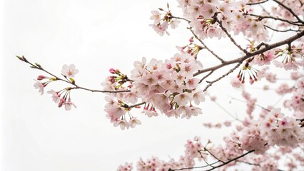 Fototapeta premium Sakura Cherry Blossom Branches Wall Paper, flower patterns, sakura wallpaper, pastel colors, natural designs