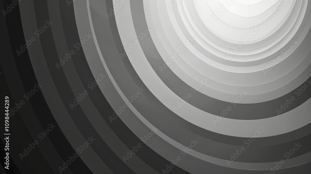 Poster a grayscale gradient with a soft radial effect, creating a sense of depth and movement