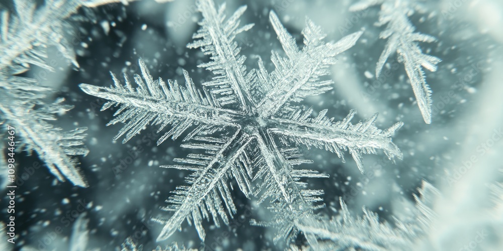 Poster complex snowflake patterns capture the beauty of winter, perfect for enhancing design work, web cont