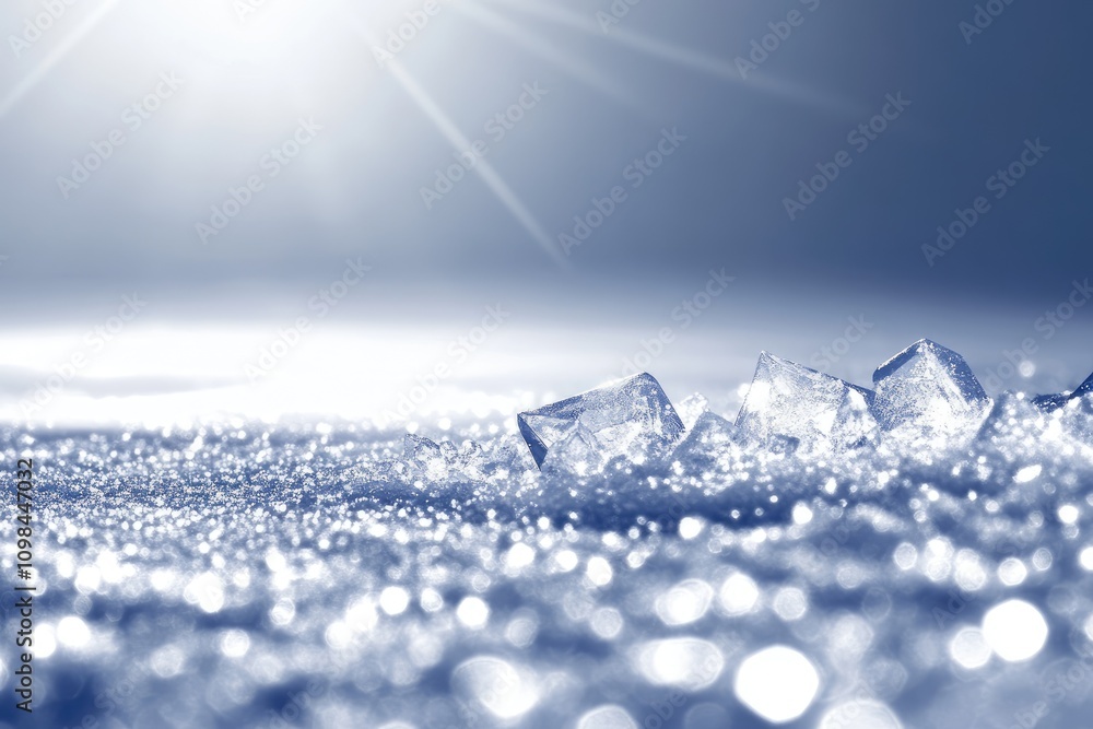 Aufkleber glistening ice crystals reflect gentle sunlight in a tranquil winter setting, creating a captivating