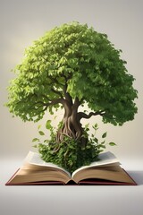Tree Growing from a Book of Knowledge
