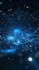 Fototapeta premium A blue image of a galaxy with a blue star in the center. The galaxy is surrounded by a blue background