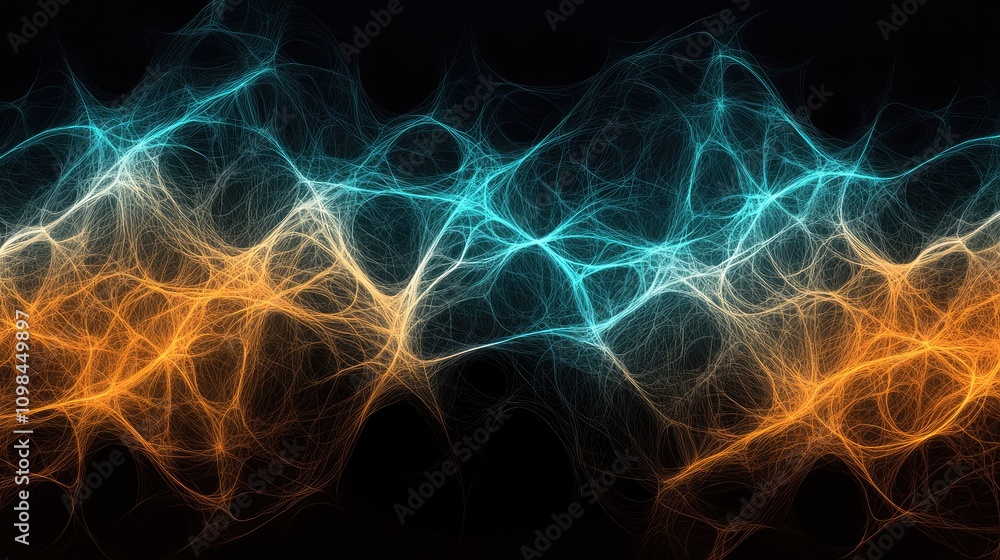 Aufkleber dynamic flowing lines intertwine in mesmerizing shades of blue and orange, creating a striking backg
