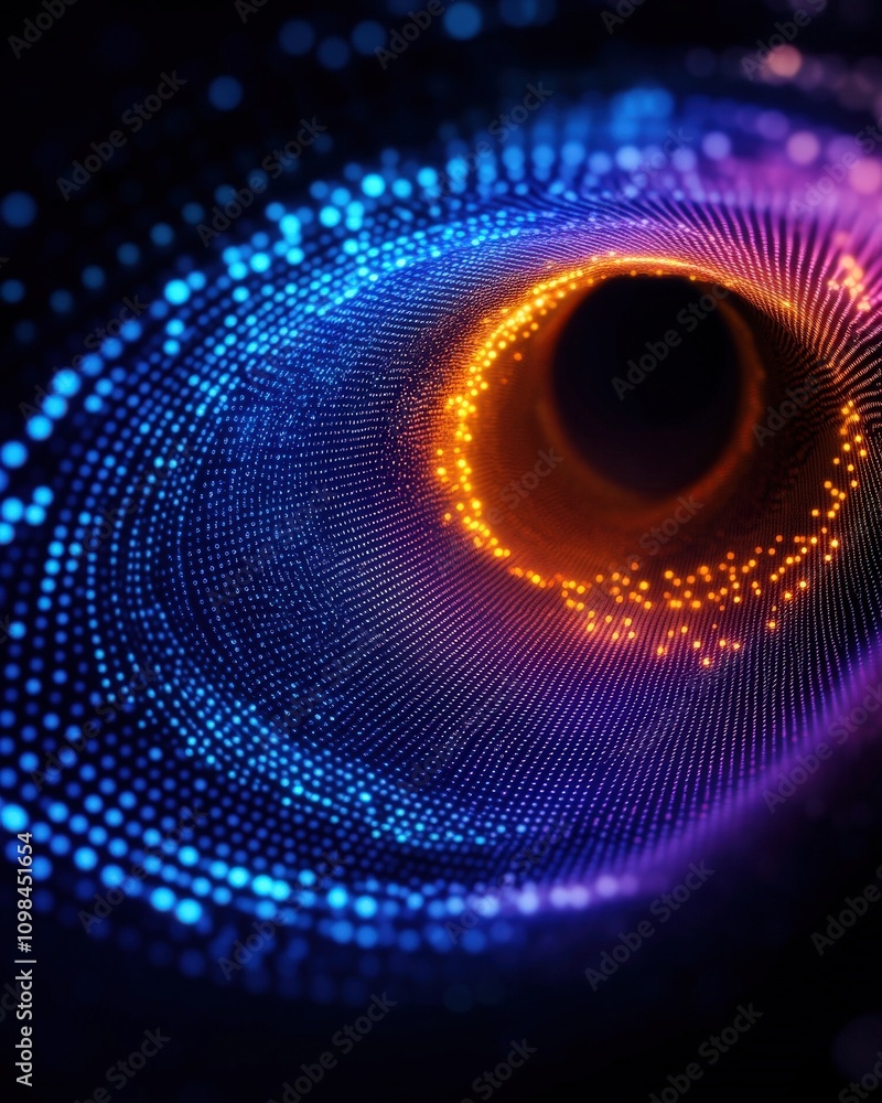 Aufkleber abstract swirl of vibrant colors and lights creating a digital vortex effect.