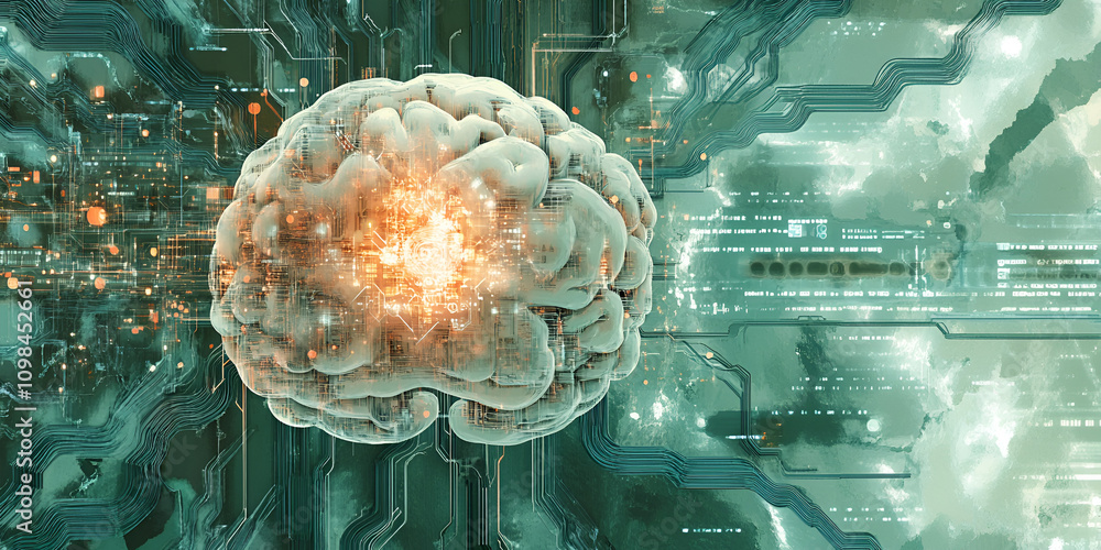 Poster the power of the mind: a mesmerizing image of a human brain, glowing with internal energy, sits atop