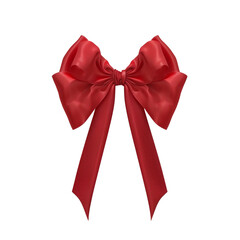 Red Satin Bow Isolated on White Background