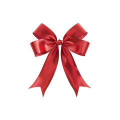 Red Satin Bow Isolated on White Background