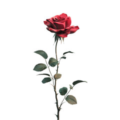 Fototapeta premium Single Red Rose on White Background