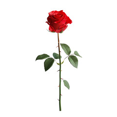 Single Red Rose on a White Background