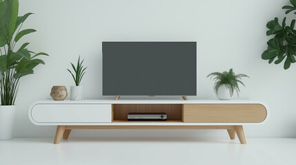 Fototapeta premium Modern Living Room Setup with Television and Stylish Furniture