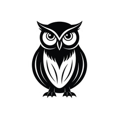 Fototapeta premium Majestic Owl Silhouette Vector for Elegant Design on White Background. 