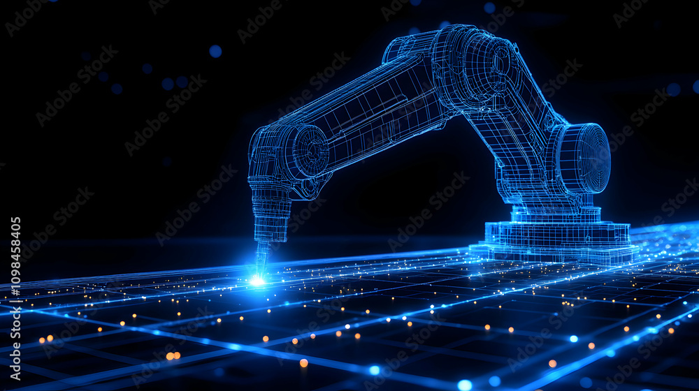 Poster digital robotic arm processes data grid