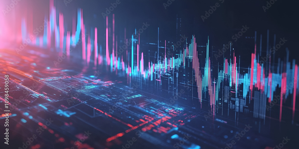 Poster data surge: a vibrant abstract visualization of data flow, capturing the dynamic nature of technolog