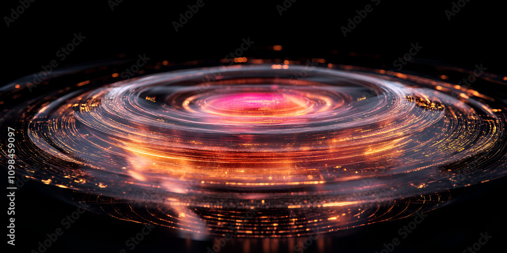 Poster cosmic convergence: a mesmerizing abstract image of swirling light and energy, creating an ethereal,