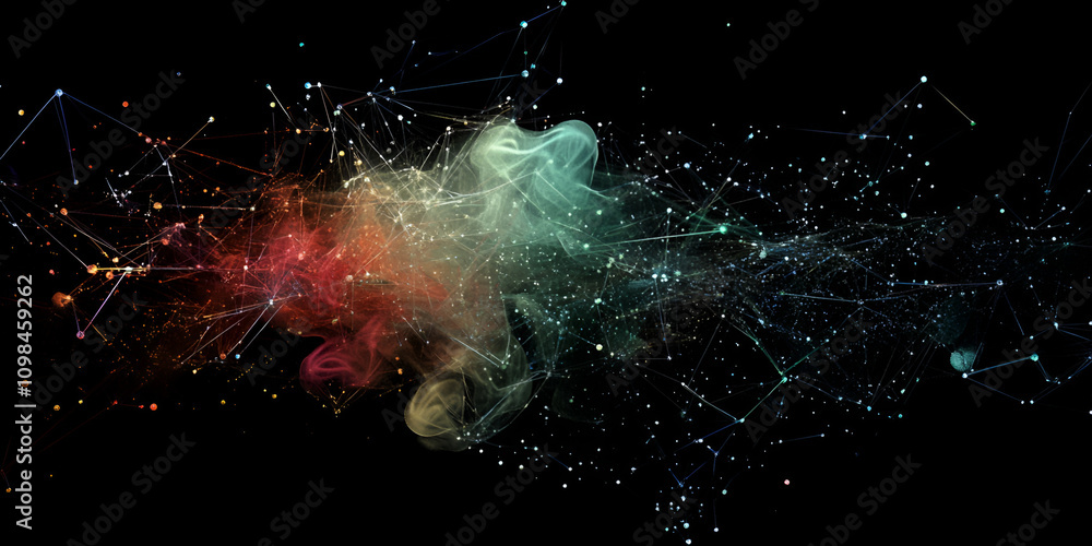 Poster cosmic nebula: a vibrant explosion of color and light, resembling a nebula in space, with intricate 