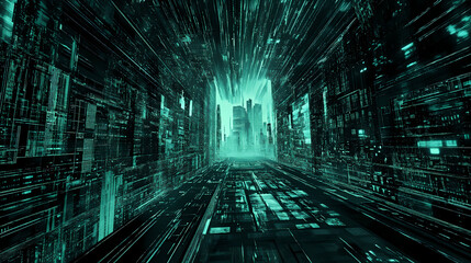 Obraz premium Dark futuristic cyberpunk dystopian city, digital painting,. Cyberpunk. Illustration