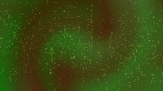 Green brown gradient Christmas background features tiny gold and green lights.