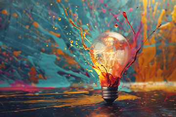 Light Bulb Turning On or Mind Map Coming Together – Creativity Blooms, Artist at Work, Innovative Ideas