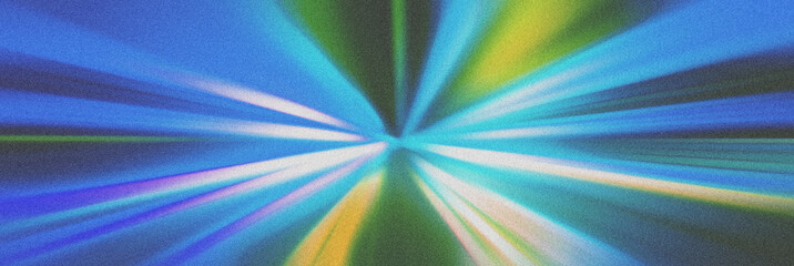 Obraz premium High speed of light. Radial motion blur neon colors abstract rough background. Illustration of high speed concept. Motion light trails with grain film noise dust effect for banners, posters, covers. 