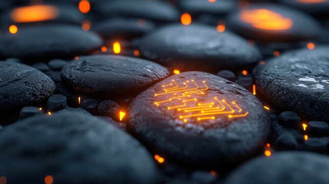 Dark stones with glowing patterns