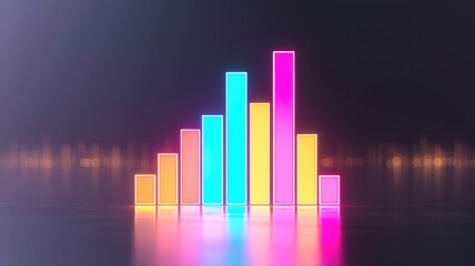 Fototapeta premium Colorful audio bars on a sleek background, representing sound and music analytics.