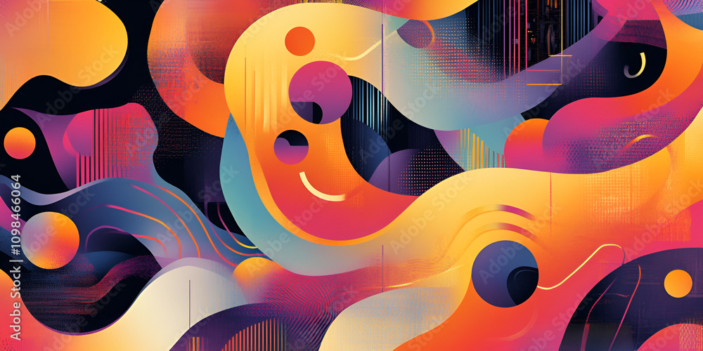 Poster abstract flow: a vibrant and captivating abstract design with a dynamic interplay of shapes, colors,