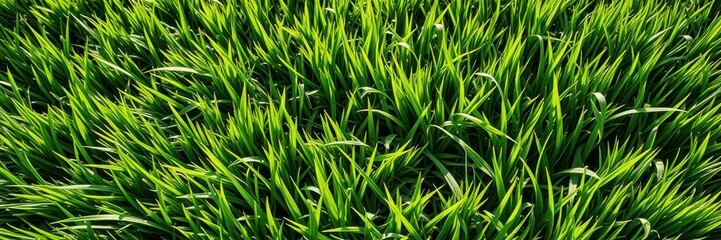 Fototapeta premium Texture of lush green grass with sunlight shining through, perfect for nature backgrounds or design projects, natural, pattern