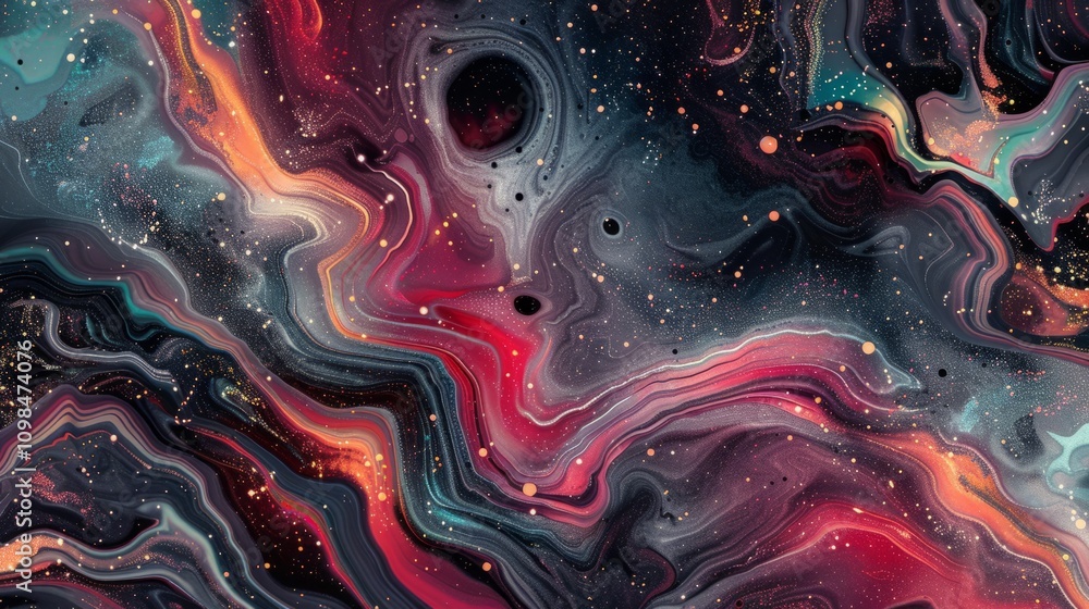 Poster abstract surrealism background with a blend of marble patterns and cosmic swirls, creating a visuall