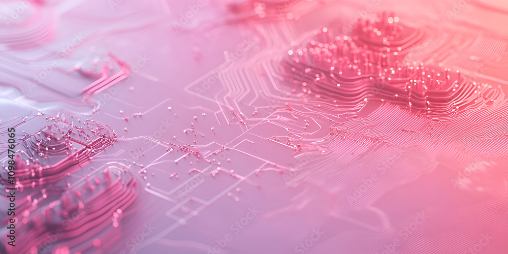 Poster abstract circuit board topography: a mesmerizing blend of technology and art. intricate circuitry fo