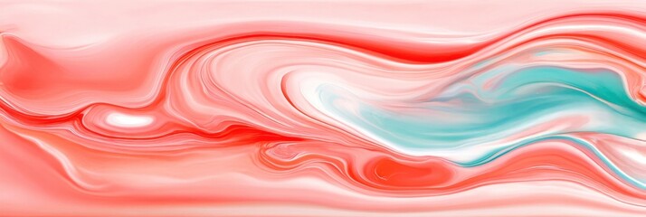 Abstract colorful fluid art with pink and turquoise swirls on a smooth texture.