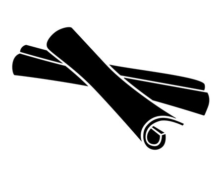 Cinnamon - Dried Spices - vector silhouette illustration for logo or pictogram. Cinnamon sticks - spice, food preparation ingredient - sign or icon	