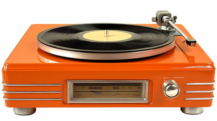 Fototapeta premium Png retro-style orange turntable radio. Retro. Illustration